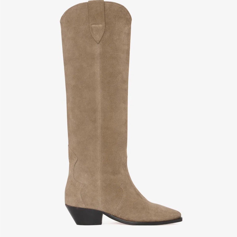 Isabel Marant Denvee Cowboy Boots in Suede Calfskin Leather